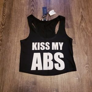 KISS MY ABS ACTIVE LOOSE FIT CROP TANK SMALL